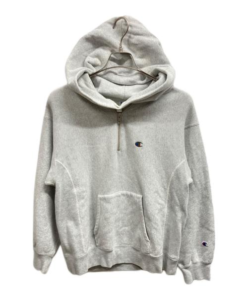 Champion REVERSE WEAVE（チャンピオン リバース ウィーブ）Champion REVERSE WEAVE (チャンピオン リバース ウィーブ) ハーフジップパーカー/Championパーカー/Champion REVERSE WEAVE グレー サイズ:Lの古着・服飾アイテム