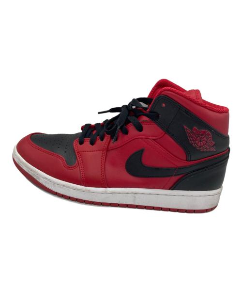 NIKE（ナイキ）NIKE (ナイキ) AIR JORDAN 1 MID ハイカットスニーカー レッド×ブラック サイズ:27の古着・服飾アイテム