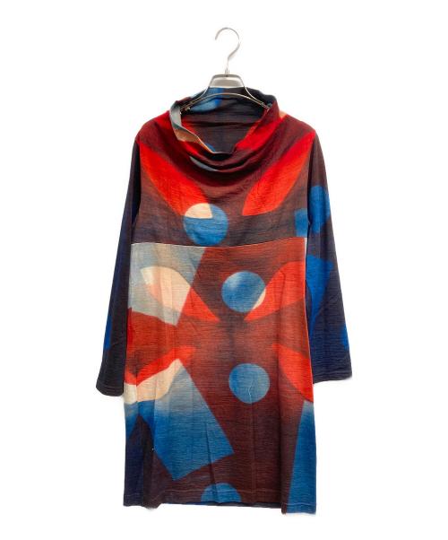 ISSEY MIYAKE HaaT（イッセイミヤケハート）ISSEY MIYAKE HaaT (イッセイミヤケハート) カットソーワンピース レッド×ブルー サイズ:2の古着・服飾アイテム