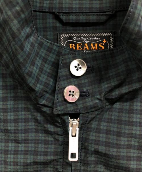BEAMS PLUS（ビームスプラス）BEAMS PLUS (ビームスプラス) チェックナイロンコットン ハリトンジャケット グリーン×ネイビー サイズ:Lの古着・服飾アイテム