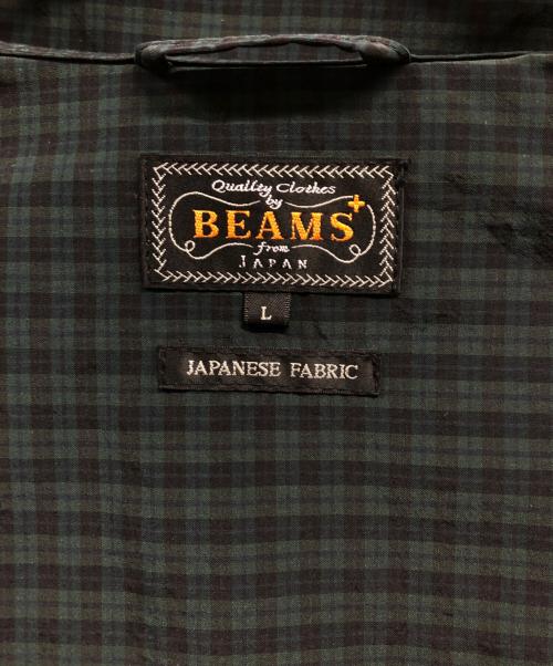 BEAMS PLUS（ビームスプラス）BEAMS PLUS (ビームスプラス) チェックナイロンコットン ハリトンジャケット グリーン×ネイビー サイズ:Lの古着・服飾アイテム