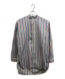 BEAMS Lights×THOMAS MASON（ビームスライト×トーマスメイソン）の古着「バンドカラーシャツ」｜ブルー×レッド