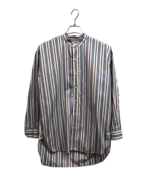 BEAMS Lights（ビームスライト）BEAMS Lights (ビームスライト) THOMAS MASON (トーマスメイソン) バンドカラーシャツ ブルー×レッド サイズ:1の古着・服飾アイテム