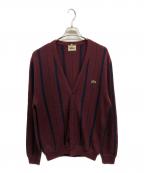 CHEMISE LACOSTEシュミーズ ラコステ）の古着「アクリルカーディガン/LACOSTEカーディガン/CHEMISE LACOSTE」｜ワインレッド