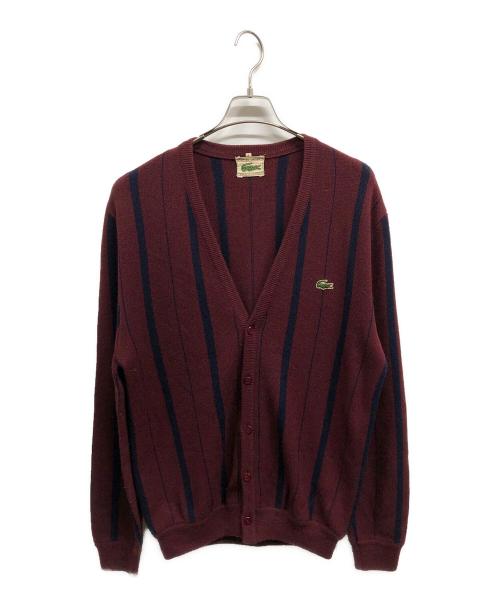 CHEMISE LACOSTE（シュミーズ ラコステ）CHEMISE LACOSTE (シュミーズ ラコステ) アクリルカーディガン/LACOSTEカーディガン/CHEMISE LACOSTE ワインレッド サイズ:4の古着・服飾アイテム