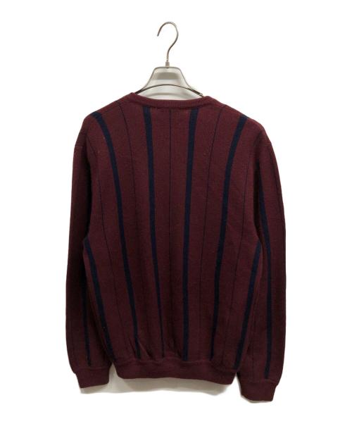CHEMISE LACOSTE（シュミーズ ラコステ）CHEMISE LACOSTE (シュミーズ ラコステ) アクリルカーディガン/LACOSTEカーディガン/CHEMISE LACOSTE ワインレッド サイズ:4の古着・服飾アイテム