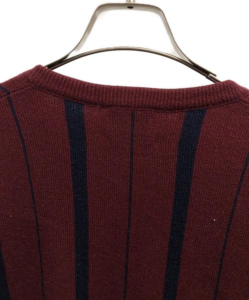 CHEMISE LACOSTE（シュミーズ ラコステ）CHEMISE LACOSTE (シュミーズ ラコステ) アクリルカーディガン/LACOSTEカーディガン/CHEMISE LACOSTE ワインレッド サイズ:4の古着・服飾アイテム