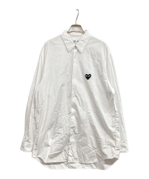 PLAY COMME des GARCONS（プレイコムデギャルソン）PLAY COMME des GARCONS (プレイコムデギャルソン) ハートワッペン長袖シャツ ホワイト サイズ:XXLの古着・服飾アイテム