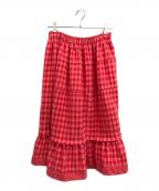 tricot COMME des GARCONSトリココムデギャルソン）の古着「縮絨チェックスカート」｜ピンク