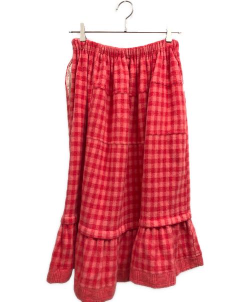 tricot COMME des GARCONS（トリココムデギャルソン）tricot COMME des GARCONS (トリココムデギャルソン) 縮絨チェックスカート ピンク サイズ:不明の古着・服飾アイテム