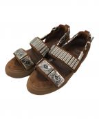 TOGA PULLA×BEAUTY&YOUTHトーガ プルラ×ビューティーアンドユース）の古着「メタルレザースニーカー」｜ブラウン