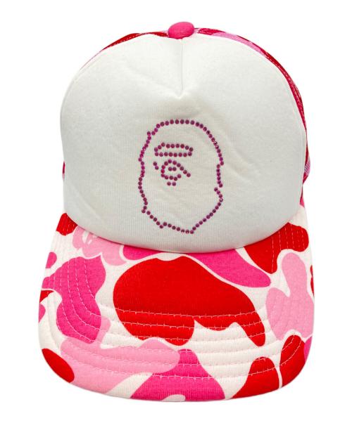 A BATHING APE（アベイシングエイプ）A BATHING APE (ア ベイシング エイプ) Abc Camo Crystal Stone Mesh Cap ピンク サイズ:Ｆの古着・服飾アイテム