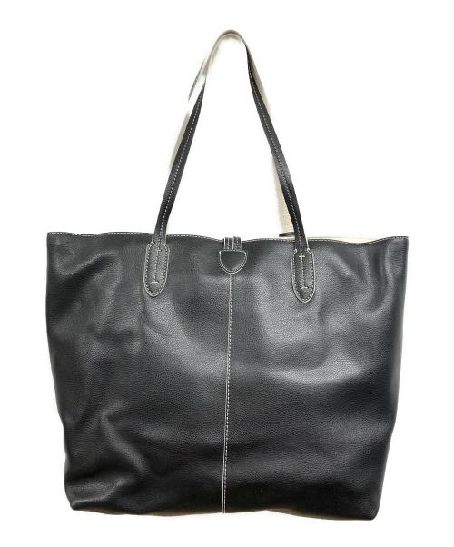LAUREN RALPH LAUREN（ローレンラルフローレン）LAUREN RALPH LAUREN (ローレンラルフローレン) レザートートバッグ ブラックの古着・服飾アイテム