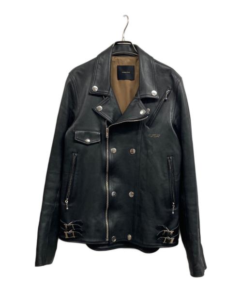 UNDERCOVER（アンダーカバー）UNDERCOVER (アンダーカバー) レザーZIPウネリ ダブルライダースジャケット ブラック サイズ:3の古着・服飾アイテム