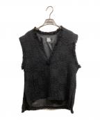 L'AUBE BLANCローブ ブラン）の古着「fringe tweed vest」｜ブラック