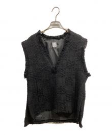 L'AUBE BLANC（ローブ ブラン）の古着「fringe tweed vest」｜ブラック