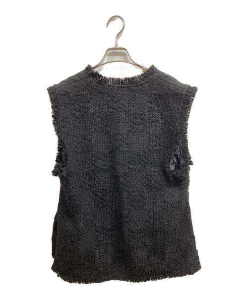 L'AUBE BLANC（ローブ ブラン）L'AUBE BLANC (ローブ ブラン) fringe tweed vest ブラック サイズ:FREEの古着・服飾アイテム