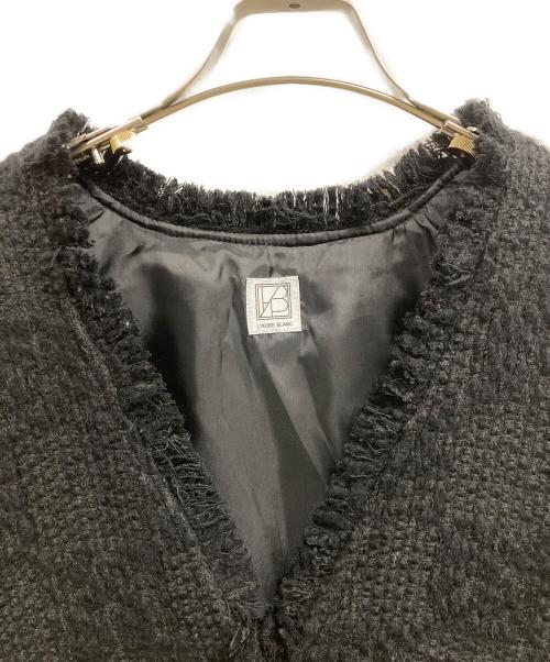 L'AUBE BLANC（ローブ ブラン）L'AUBE BLANC (ローブ ブラン) fringe tweed vest ブラック サイズ:FREEの古着・服飾アイテム