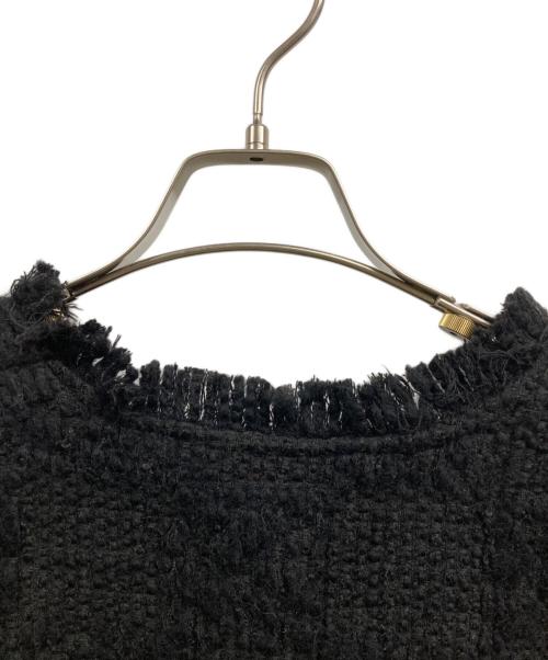 L'AUBE BLANC（ローブ ブラン）L'AUBE BLANC (ローブ ブラン) fringe tweed vest ブラック サイズ:FREEの古着・服飾アイテム