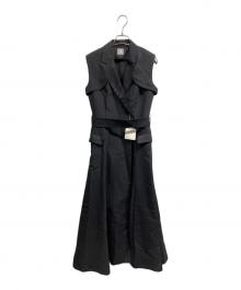 L'AUBE BLANC（ローブ ブラン）の古着「Sleeveless Coat Dress」｜ブラック