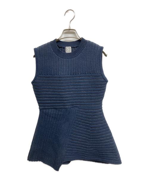 L'AUBE BLANC（ローブ ブラン）L'AUBE BLANC (ローブ ブラン) Panel rib knit tops ネイビー サイズ:FREEの古着・服飾アイテム