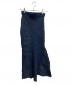 L'AUBE BLANCローブ ブラン）の古着「Panel rib knit skirt」｜ネイビー
