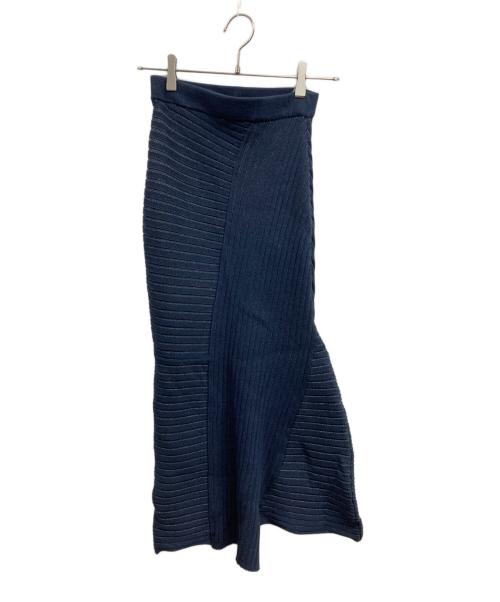L'AUBE BLANC（ローブ ブラン）L'AUBE BLANC (ローブ ブラン) Panel rib knit skirt ネイビー サイズ:FREEの古着・服飾アイテム