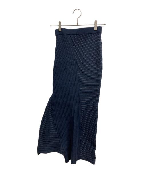 L'AUBE BLANC（ローブ ブラン）L'AUBE BLANC (ローブ ブラン) Panel rib knit skirt ネイビー サイズ:FREEの古着・服飾アイテム