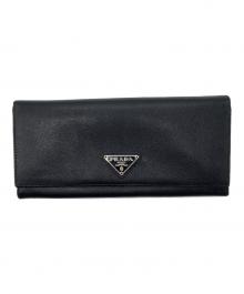 PRADA（プラダ）の古着「2つ折り長財布」｜ブラック