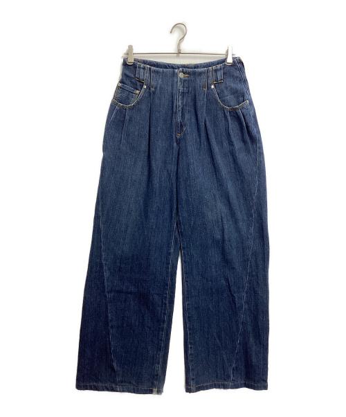 soduk（スドーク）soduk (スドーク) 23SS タック ワイドデニム パンツ インディゴ サイズ:Mの古着・服飾アイテム
