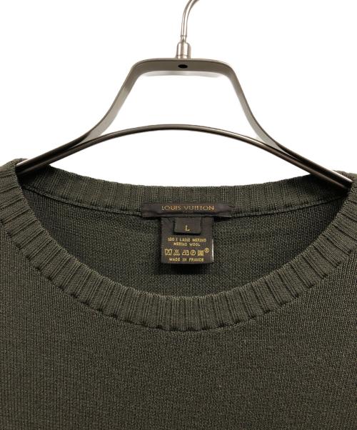 LOUIS VUITTON（ルイ ヴィトン）LOUIS VUITTON (ルイ ヴィトン) メリノウールクルーネックニット カーキ サイズ:Lの古着・服飾アイテム