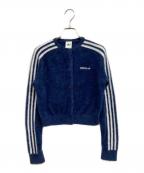 adidasアディダス）の古着「ブルー フラッフィー ニットカーディガン」｜ネイビー