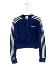 adidas（アディダス）の古着「ブルー フラッフィー ニットカーディガン」｜ネイビー