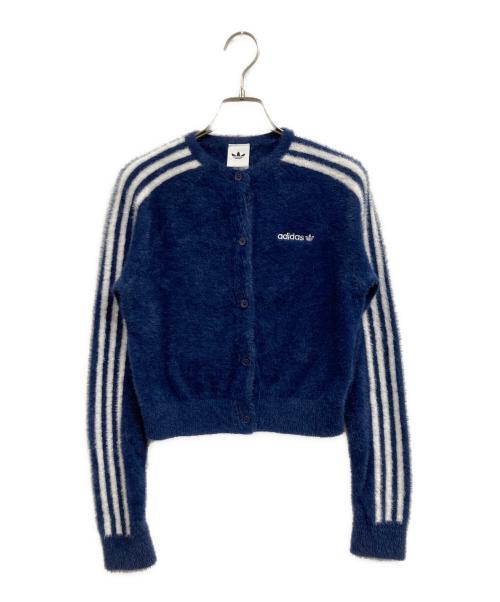 adidas（アディダス）adidas (アディダス) ブルー フラッフィー ニットカーディガン ネイビー サイズ:Ｓの古着・服飾アイテム