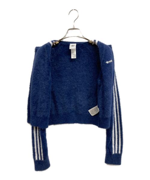 adidas（アディダス）adidas (アディダス) ブルー フラッフィー ニットカーディガン ネイビー サイズ:Ｓの古着・服飾アイテム