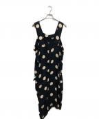 Y'sワイズ）の古着「ドット柄ノースリーブワンピース」｜ブラック