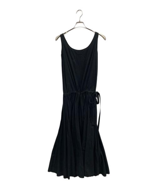 Y's（ワイズ）Y's (ワイズ) コットンウェストギャザーノースリーブワンピース ブラック サイズ:1の古着・服飾アイテム