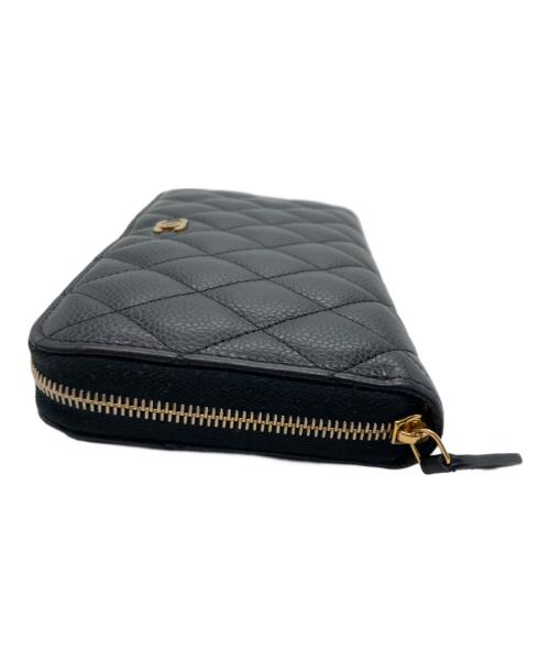 CHANEL（シャネル）CHANEL (シャネル) マトラッセ ラウンドファスナーウォレット ブラックの古着・服飾アイテム