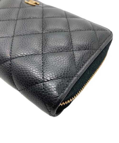 CHANEL（シャネル）CHANEL (シャネル) マトラッセ ラウンドファスナーウォレット ブラックの古着・服飾アイテム
