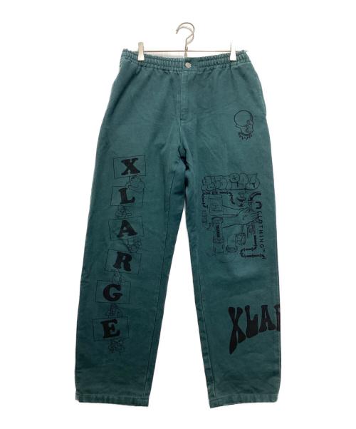 X-LARGE（エクストララージ）X-LARGE (エクストララージ) RANDOM PRINT EASY PANTS グリーン サイズ:Mの古着・服飾アイテム