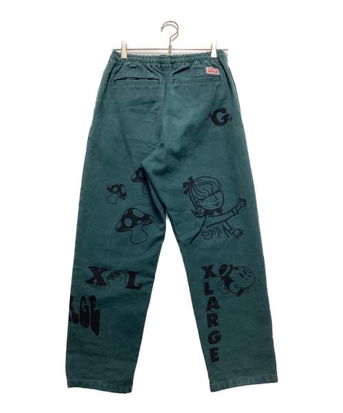 X-LARGE（エクストララージ）X-LARGE (エクストララージ) RANDOM PRINT EASY PANTS グリーン サイズ:Mの古着・服飾アイテム