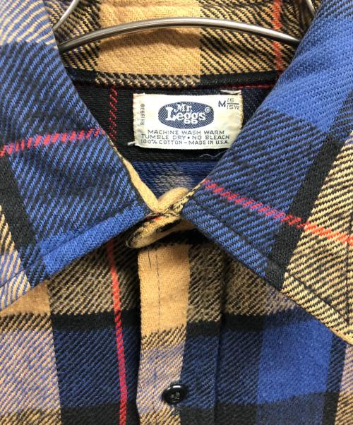 Mr .Leggs（ミスターレッグス）Mr .Leggs (ミスターレッグス) 80～90ｓネルシャツ ベージュ×ブルー サイズ:Mの古着・服飾アイテム
