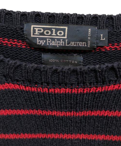 RALPH LAUREN（ラルフローレン）RALPH LAUREN (ラルフローレン) ボーダーニット ネイビー×レッド サイズ:Lの古着・服飾アイテム
