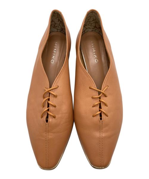 卑弥呼（ヒミコ）卑弥呼 (ヒミコ) 【撥水レザー】Vカットレースアップパンプス ブラウン サイズ:23.5の古着・服飾アイテム
