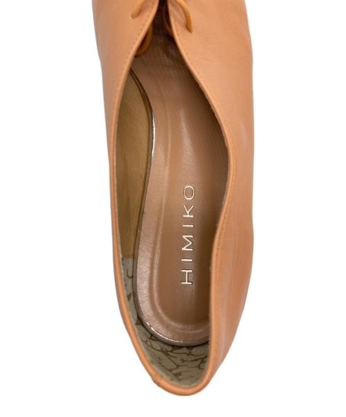 卑弥呼（ヒミコ）卑弥呼 (ヒミコ) 【撥水レザー】Vカットレースアップパンプス ブラウン サイズ:23.5の古着・服飾アイテム