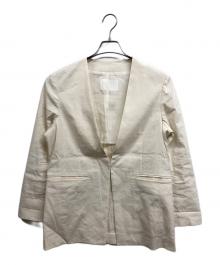 BALLSEY（ボールジィ）の古着「テンセルリネンストレッチ ノーカラージャケット」｜アイボリー