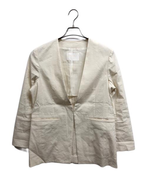 BALLSEY（ボールジィ）BALLSEY (ボールジィ) テンセルリネンストレッチ ノーカラージャケット アイボリー サイズ:34の古着・服飾アイテム