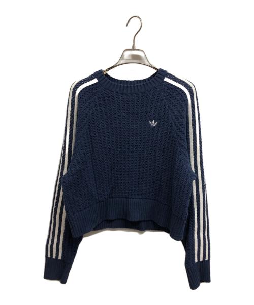 adidas（アディダス）adidas (アディダス) ADICOLOR KNITTED CREW SWEATSHIRT ネイビー サイズ:Mの古着・服飾アイテム