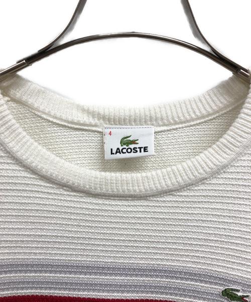 LACOSTE（ラコステ）LACOSTE (ラコステ) ボーダーニット/	LACOSTEニット ホワイト×レッド サイズ:4の古着・服飾アイテム