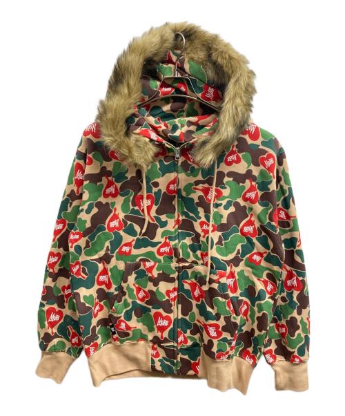 MOBB（モブ）MoBB (モブ) HEART DRIP CAMO FUR ZIP HOODIE/MoBBパーカー カーキ サイズ:L 未使用品の古着・服飾アイテム